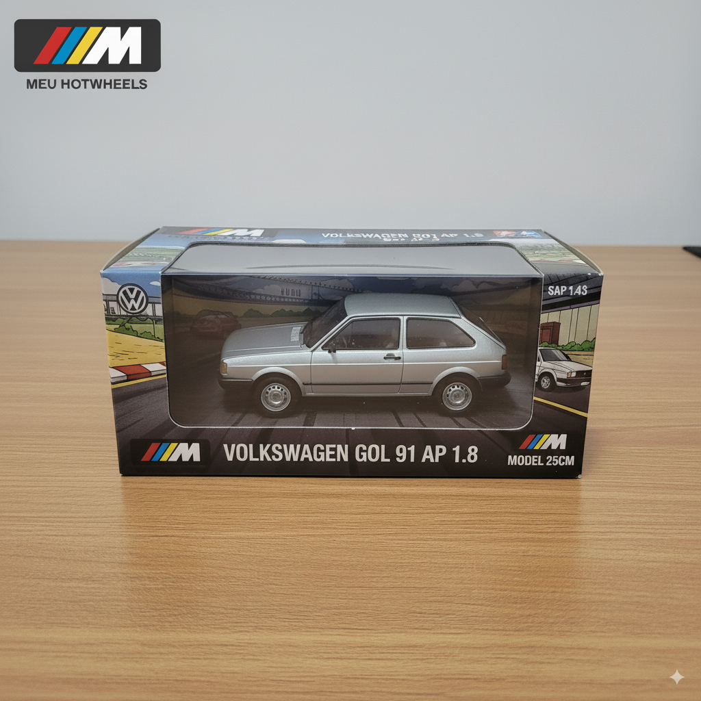 Caixa colecionável Meu HotWheels com miniatura Volkswagen Gol